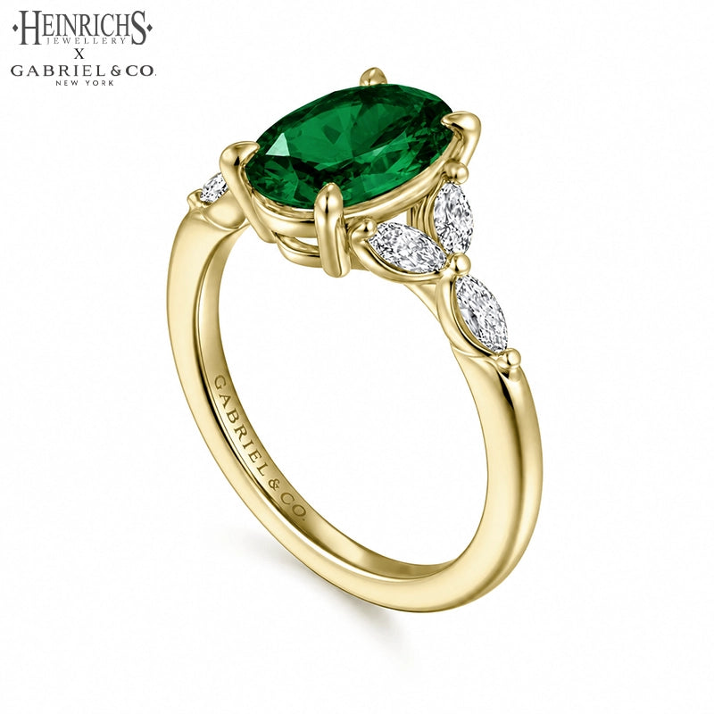 Oval Cut Lab Grown Emerald & Diamond Ring Tailor Made