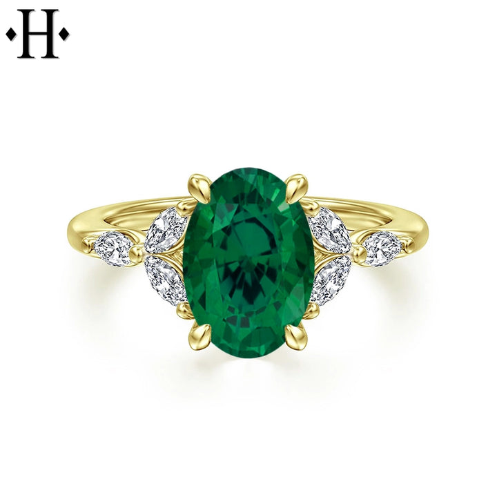 Lab Grown Emerald & Diamond Ring