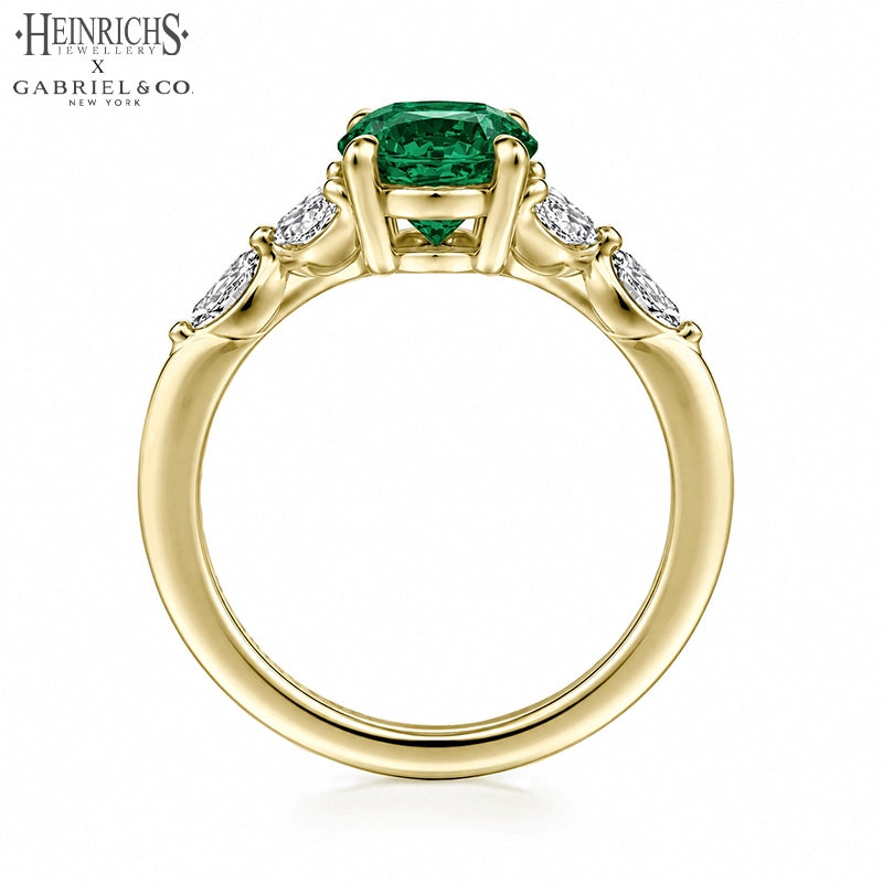 Oval Cut Lab Grown Emerald & Diamond Ring Tailor Made