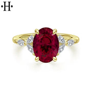 Oval Cut Lab Grown Ruby & Diamond Ring