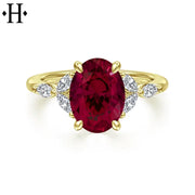Oval Cut Lab Grown Ruby & Diamond Ring