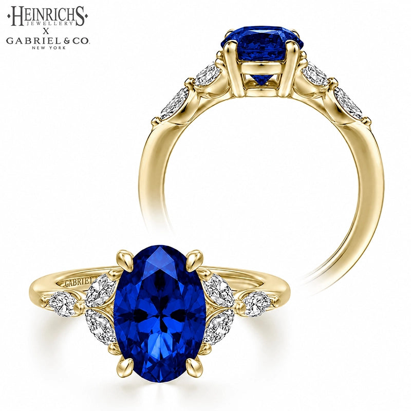 Oval Cut Lab Grown Sapphire & Diamond Ring Tailor Made