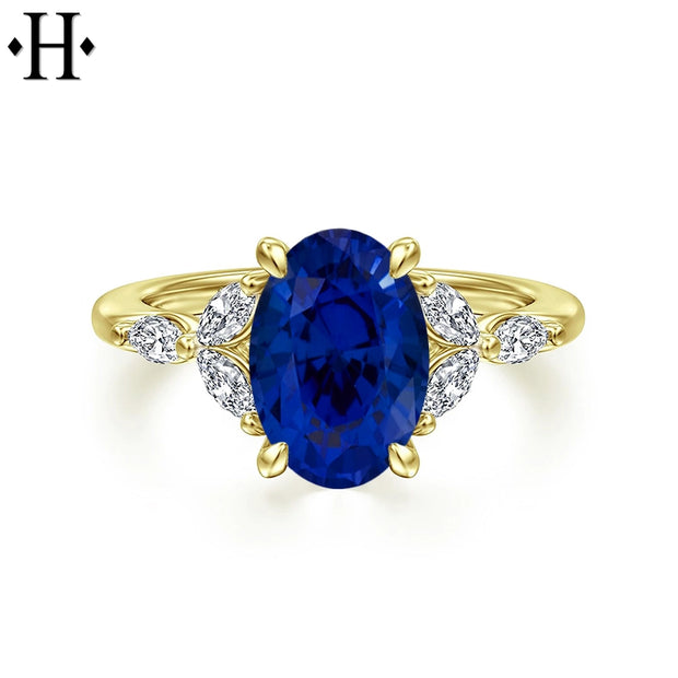 Lab Grown Sapphire & Diamond Ring