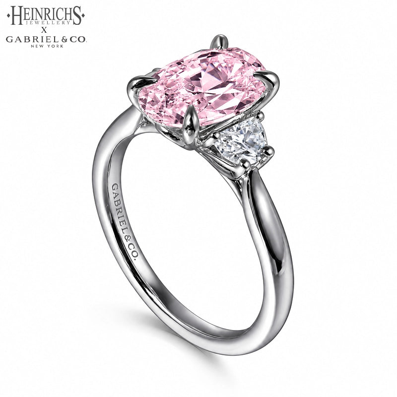 1.25ctr-2.50ctr Oval Cut Lab Grown Pink Rosé Diamond Ring