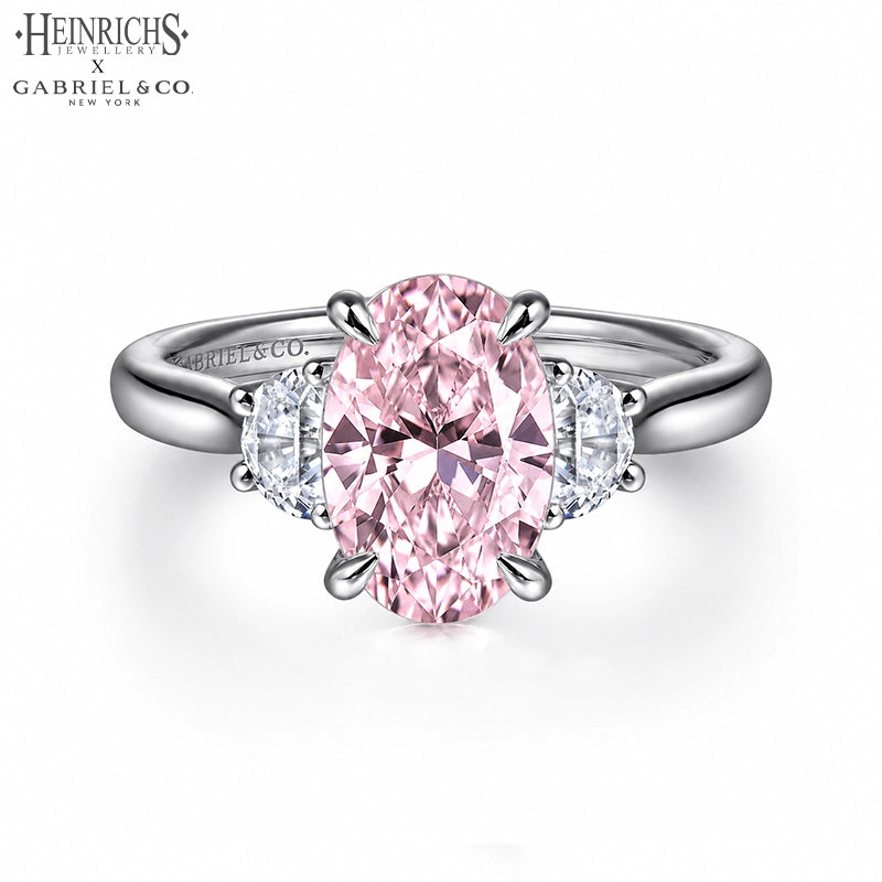 1.25ctr-2.50ctr Oval Cut Lab Grown Pink Rosé Diamond Ring