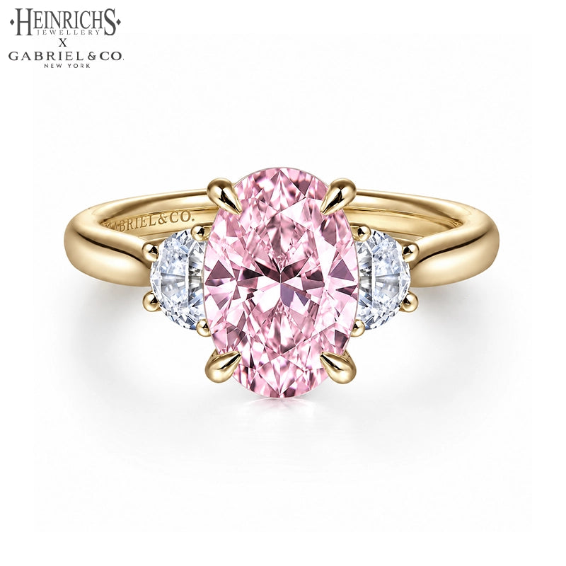 1.25ctr-2.50ctr Oval Cut Lab Grown Pink Rosé Diamond Ring