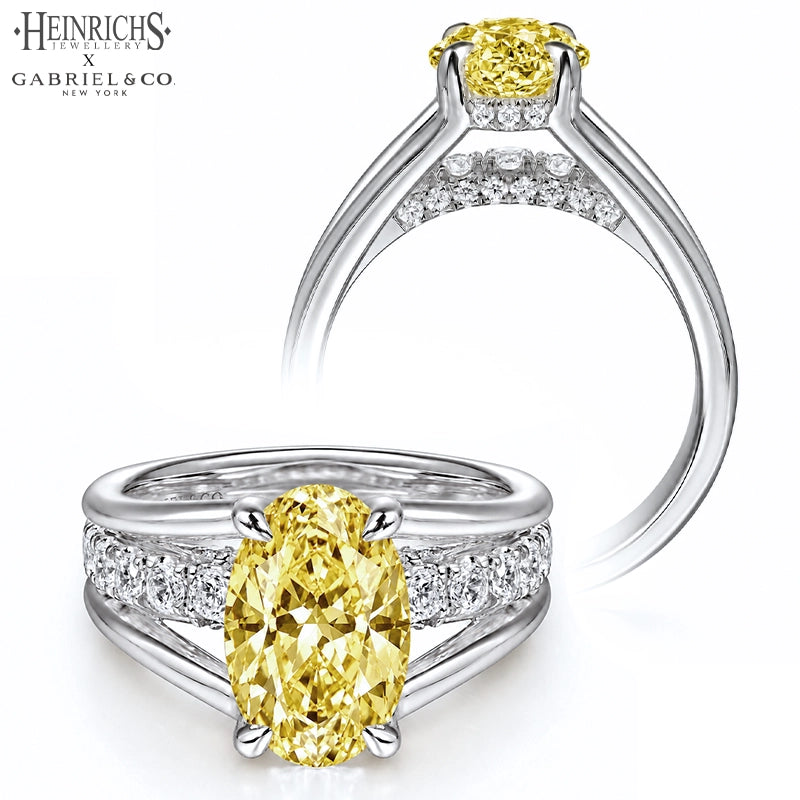 1.50ctr-3.00ctr Oval Cut Lab Grown Yellow Diamond Ring