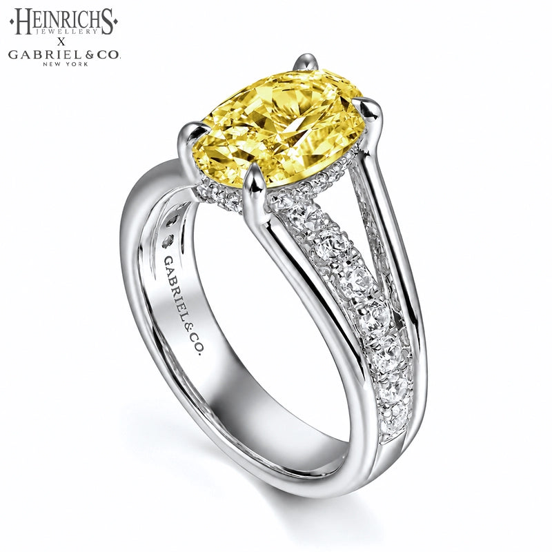 1.50ctr-3.00ctr Oval Cut Lab Grown Yellow Diamond Ring
