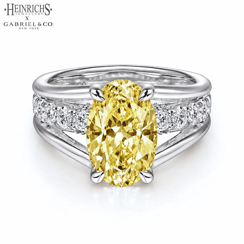 1.50ctr-3.00ctr Oval Cut Lab Grown Yellow Diamond Ring