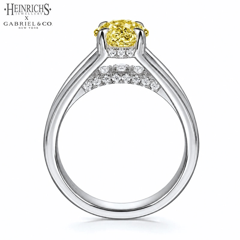1.50ctr-3.00ctr Oval Cut Lab Grown Yellow Diamond Ring