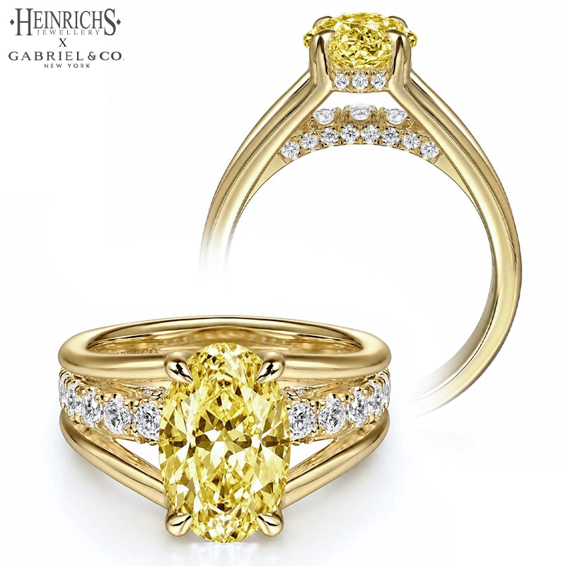 1.50ctr-3.00ctr Oval Cut Lab Grown Yellow Diamond Ring