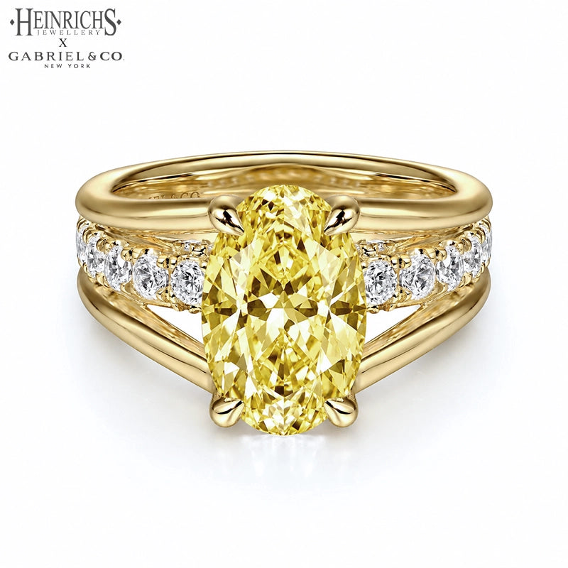 1.50ctr-3.00ctr Oval Cut Lab Grown Yellow Diamond Ring