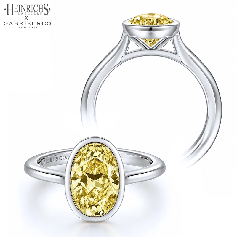 1.25ctr-2.50ctr Oval Cut Lab Grown Canary Yellow Diamond Ring