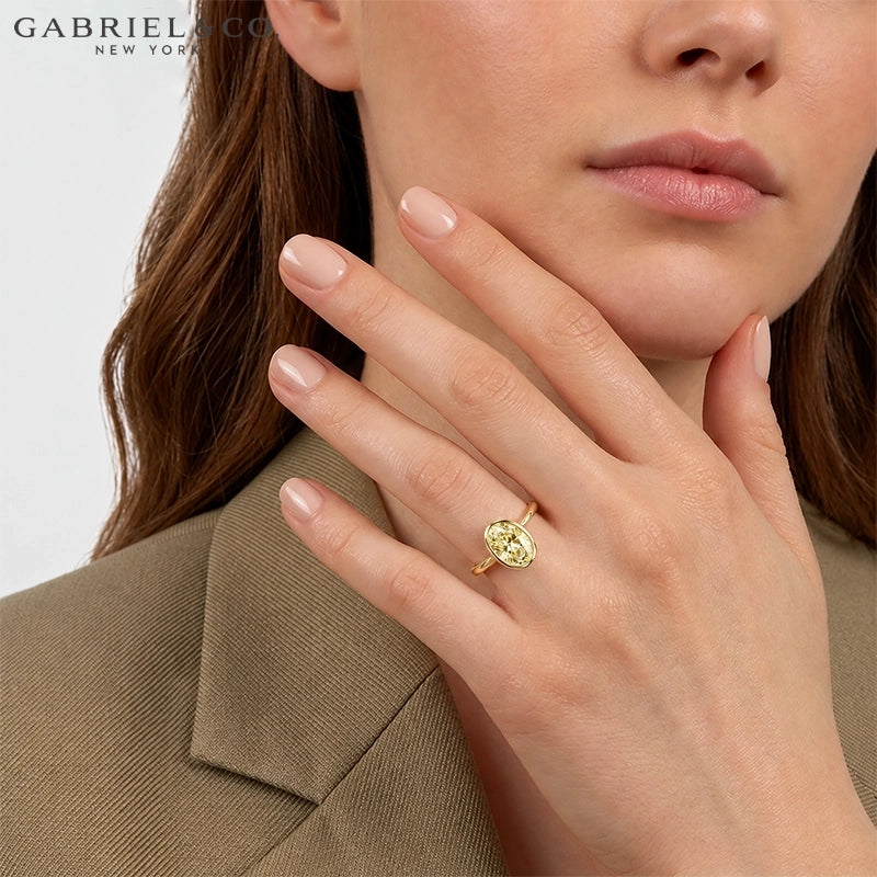 1.25ctr-2.50ctr Oval Cut Lab Grown Canary Yellow Diamond Ring
