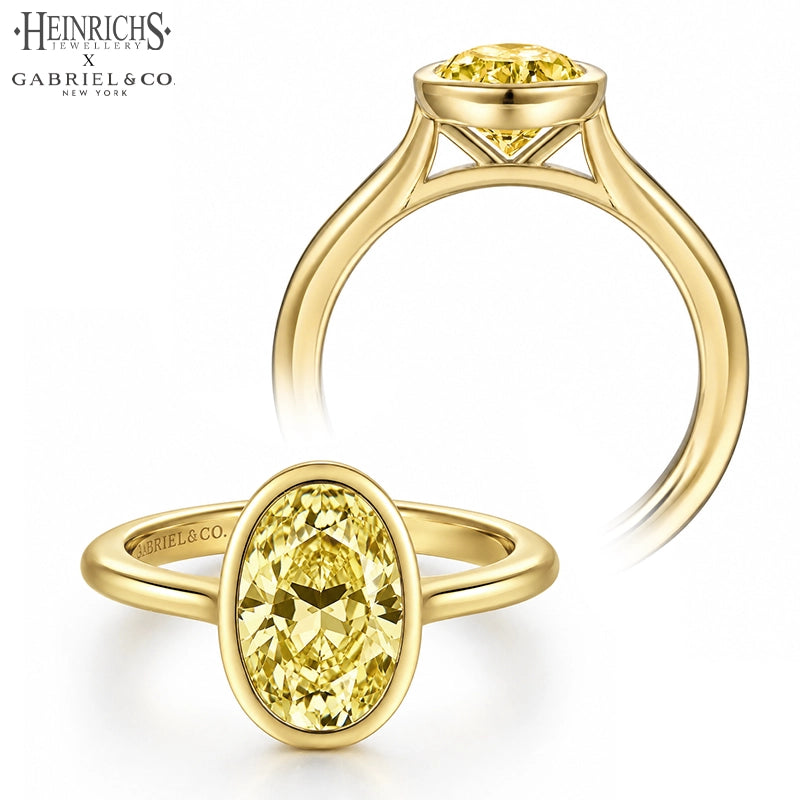 1.25ctr-2.50ctr Oval Cut Lab Grown Canary Yellow Diamond Ring