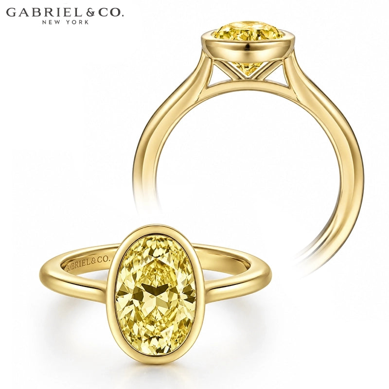 1.25ctr-2.50ctr Oval Cut Lab Grown Canary Yellow Diamond Ring