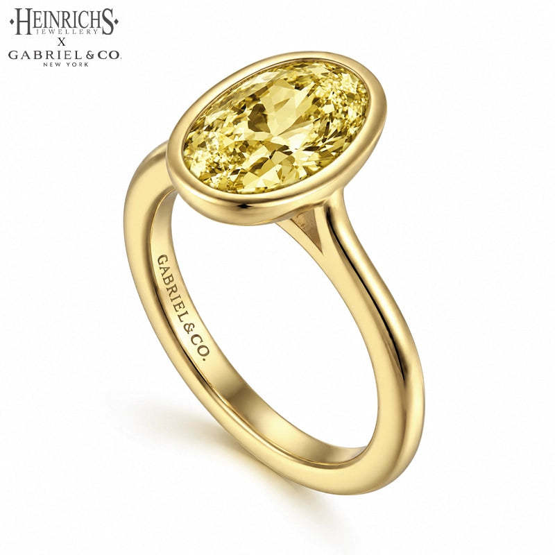 1.25ctr-2.50ctr Oval Cut Lab Grown Canary Yellow Diamond Ring