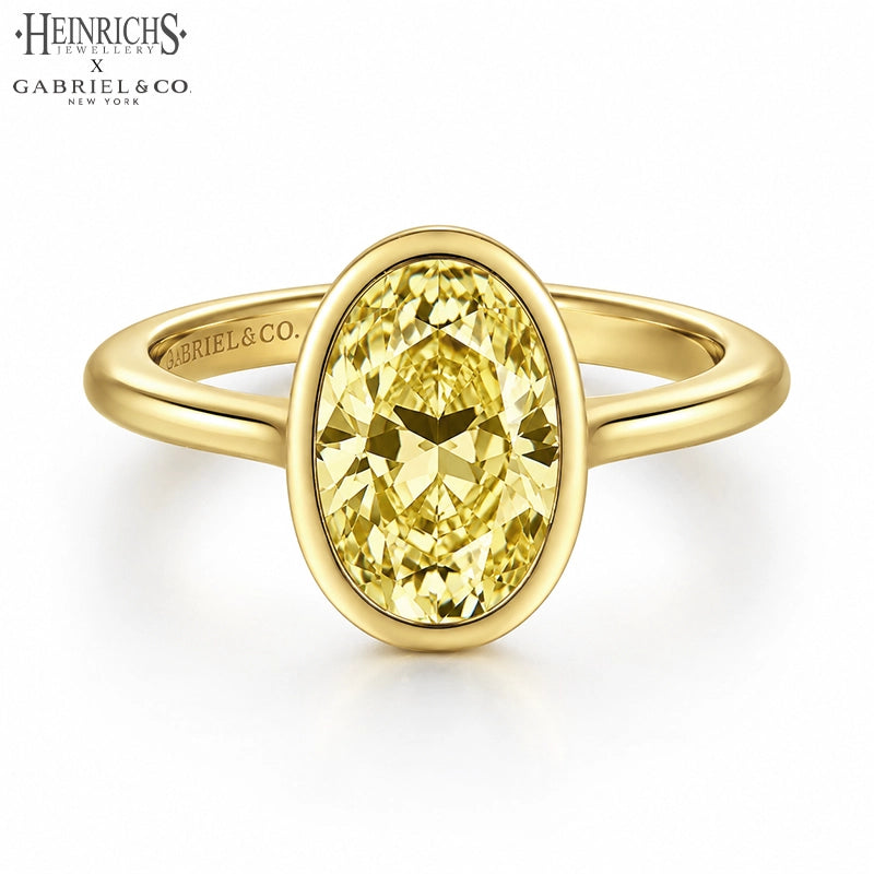 1.25ctr-2.50ctr Oval Cut Lab Grown Canary Yellow Diamond Ring
