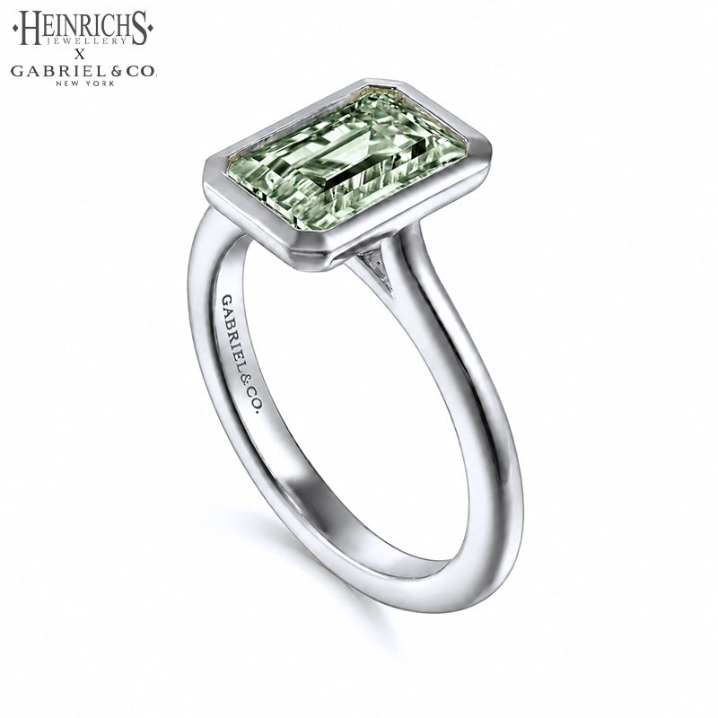 1.25ctr-2.50ctr Emerald Cut Lab Grown Sage Green Diamond Ring