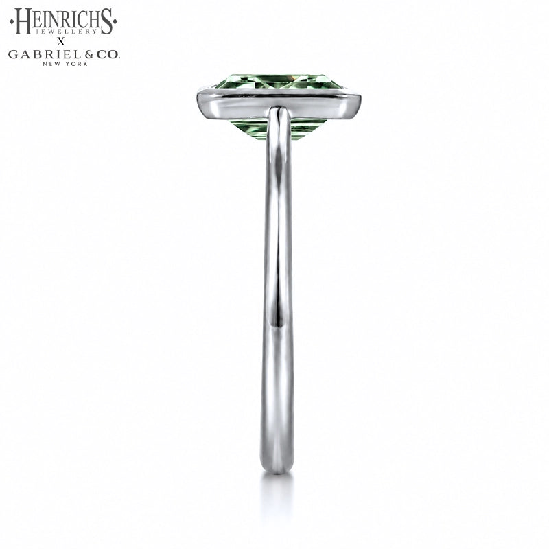 1.25ctr-2.50ctr Emerald Cut Lab Grown Sage Green Diamond Ring