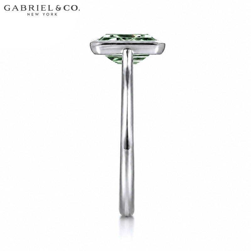 1.25ctr-2.50ctr Emerald Cut Lab Grown Sage Green Diamond Ring