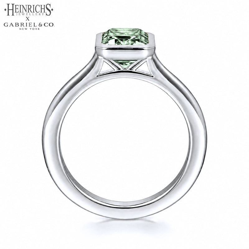 1.25ctr-2.50ctr Emerald Cut Lab Grown Sage Green Diamond Ring