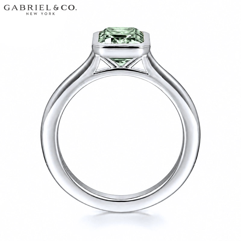 1.25ctr-2.50ctr Emerald Cut Lab Grown Sage Green Diamond Ring