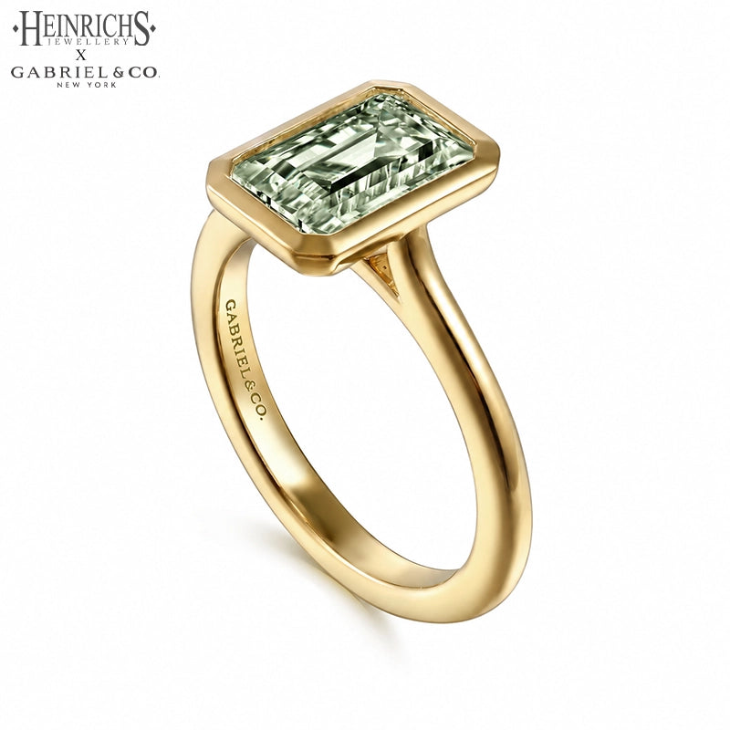 1.25ctr-2.50ctr Emerald Cut Lab Grown Sage Green Diamond Ring