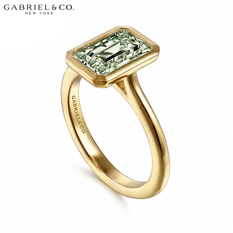 1.25ctr-2.50ctr Emerald Cut Lab Grown Sage Green Diamond Ring