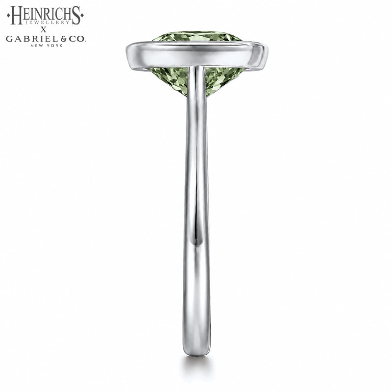 1.25ctr-2.50ctr Elongated Cushion Cut Lab Grown Green Diamond Ring