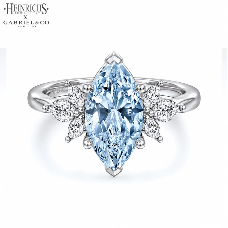 1.25ctr-2.50ctr Marquise Cut Lab Grown Blue Diamond Ring