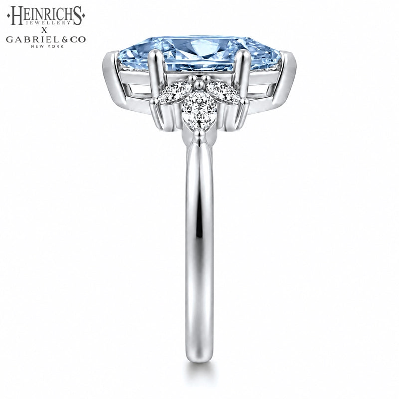 1.25ctr-2.50ctr Marquise Cut Lab Grown Blue Diamond Ring