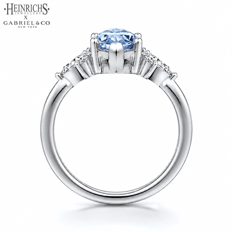 1.25ctr-2.50ctr Marquise Cut Lab Grown Blue Diamond Ring