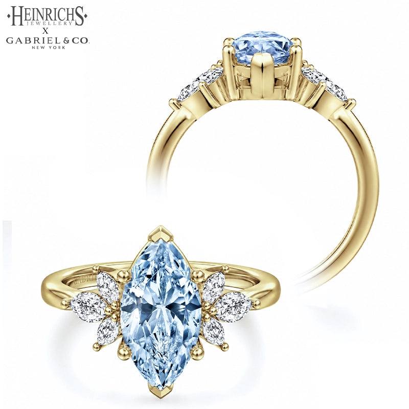 1.25ctr-2.50ctr Marquise Cut Lab Grown Blue Diamond Ring