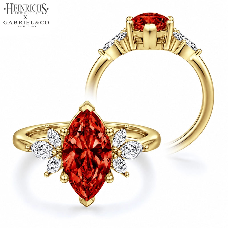 1.25ctr-2.50ctr Marquise Cut Lab Grown Venetian Red Diamond Ring