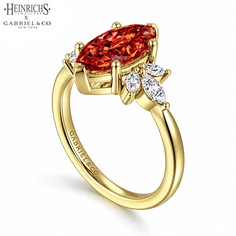 1.25ctr-2.50ctr Marquise Cut Lab Grown Venetian Red Diamond Ring