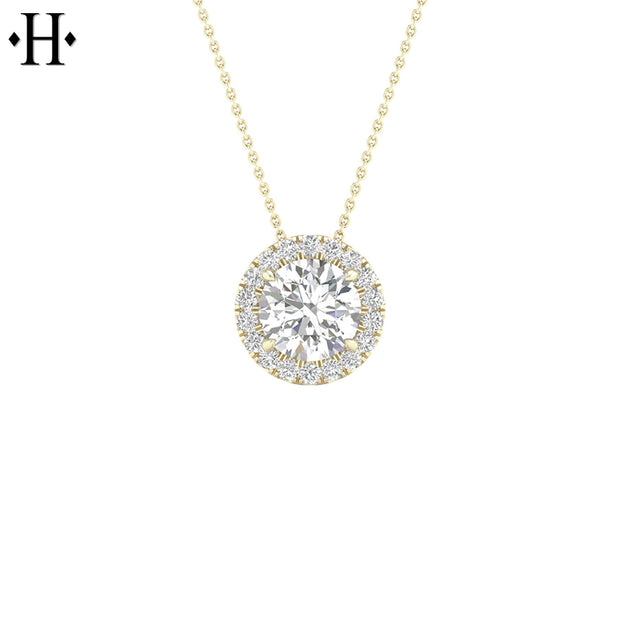 14kt 0.85cts Lab Grown Diamond Halo Necklace