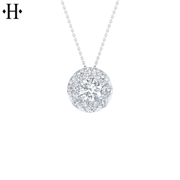 14kt 1.00cts Lab Grown Diamond Cluster Necklace