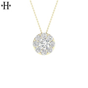 14kt 1.00cts Lab Grown Diamond Cluster Necklace