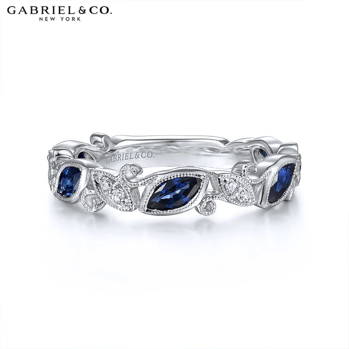 Genuine Sapphire & Diamond Vintage Milgrain Ring