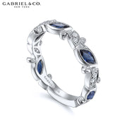 Sapphire & Diamond Vintage Milgrain Ring