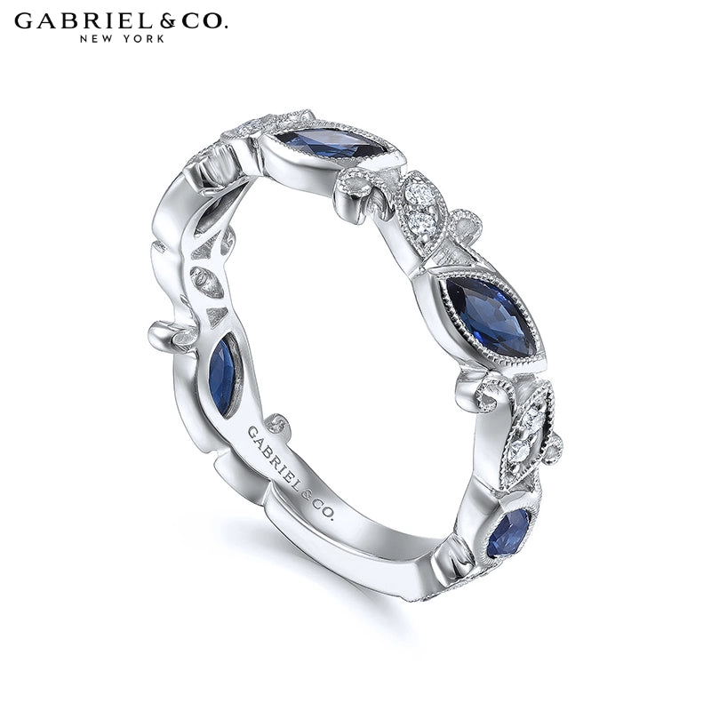 Genuine Sapphire & Diamond Vintage Milgrain Ring
