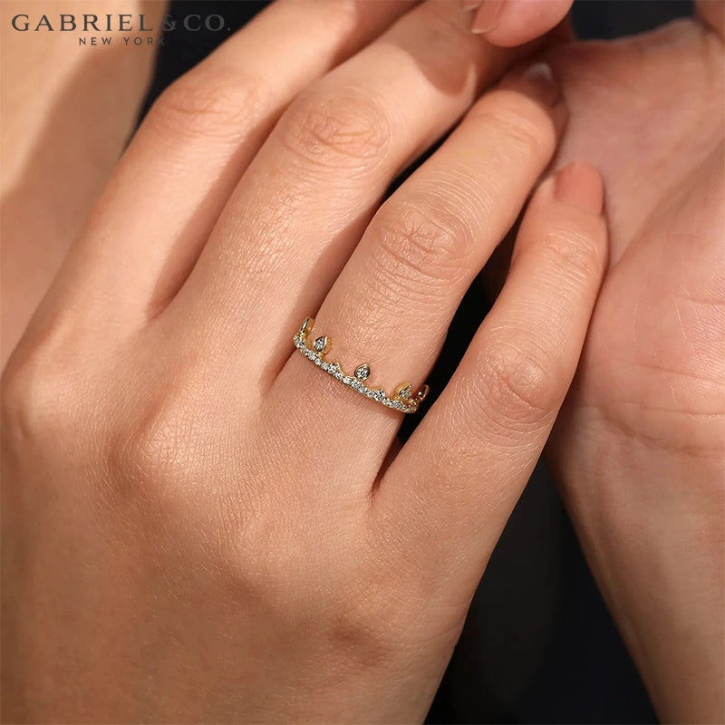 0.33ctw Natural Diamond French Pavé Crown Ring 4.1mm