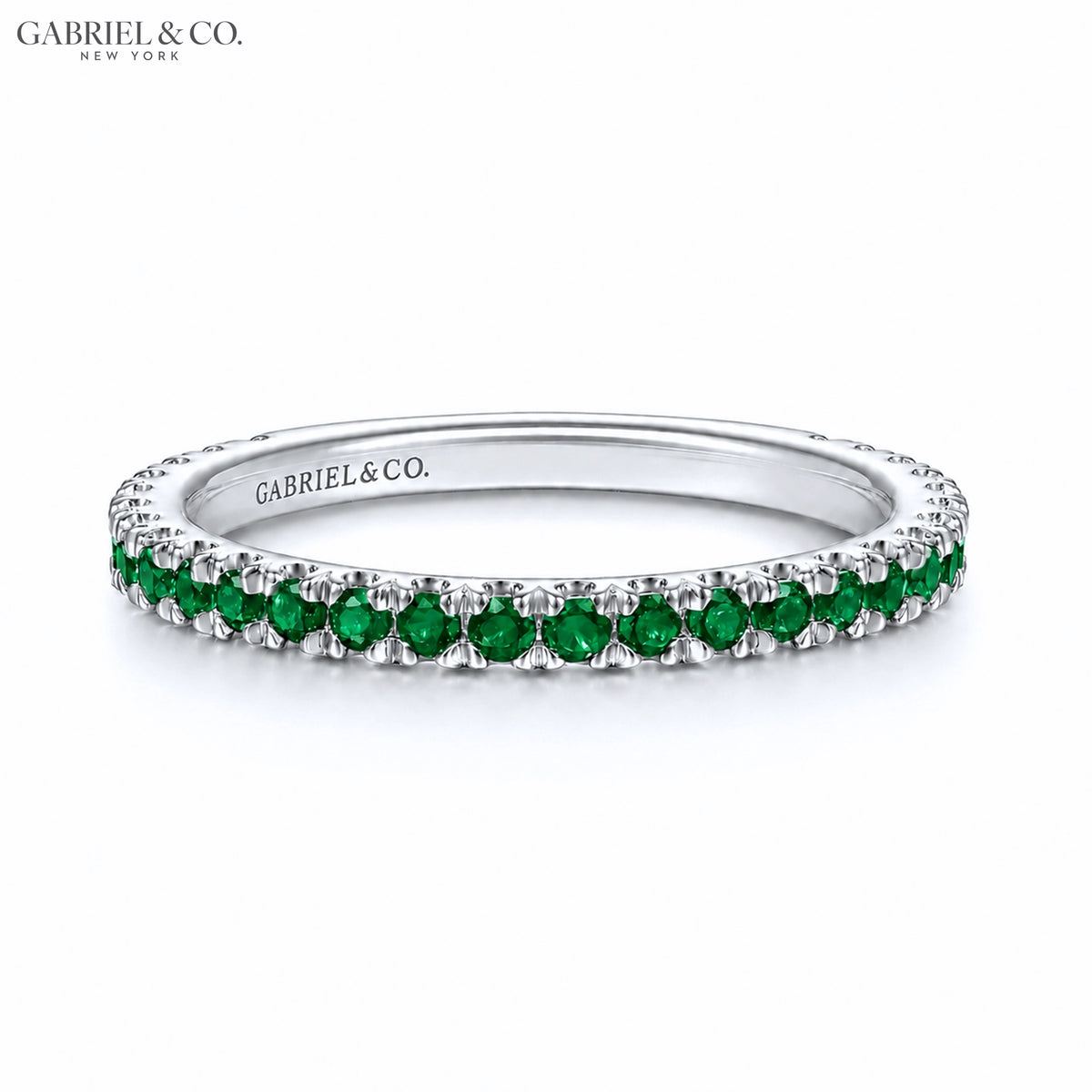 Genuine Emerald French U-Pavé Ring 1.9mm