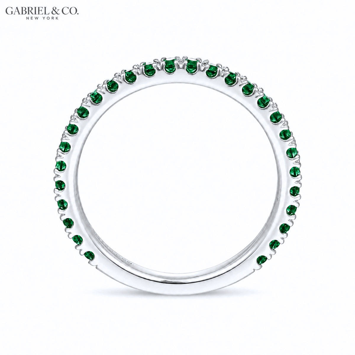 14kt Genuine Emerald French U-Pavé Ring