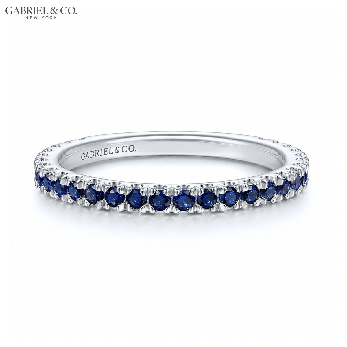 Genuine Sapphire French U-Pavé Stackable Ring