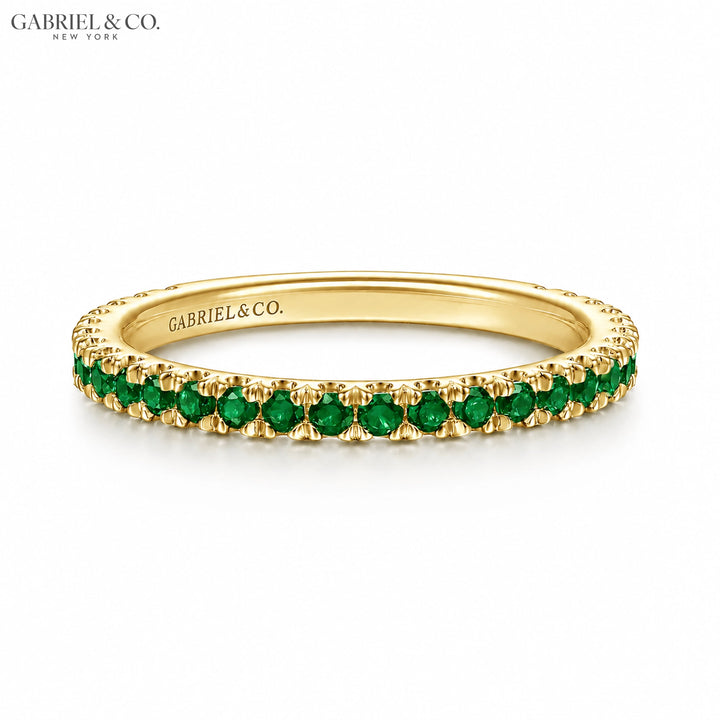 Genuine Emerald French U-Pavé Stackable Ring