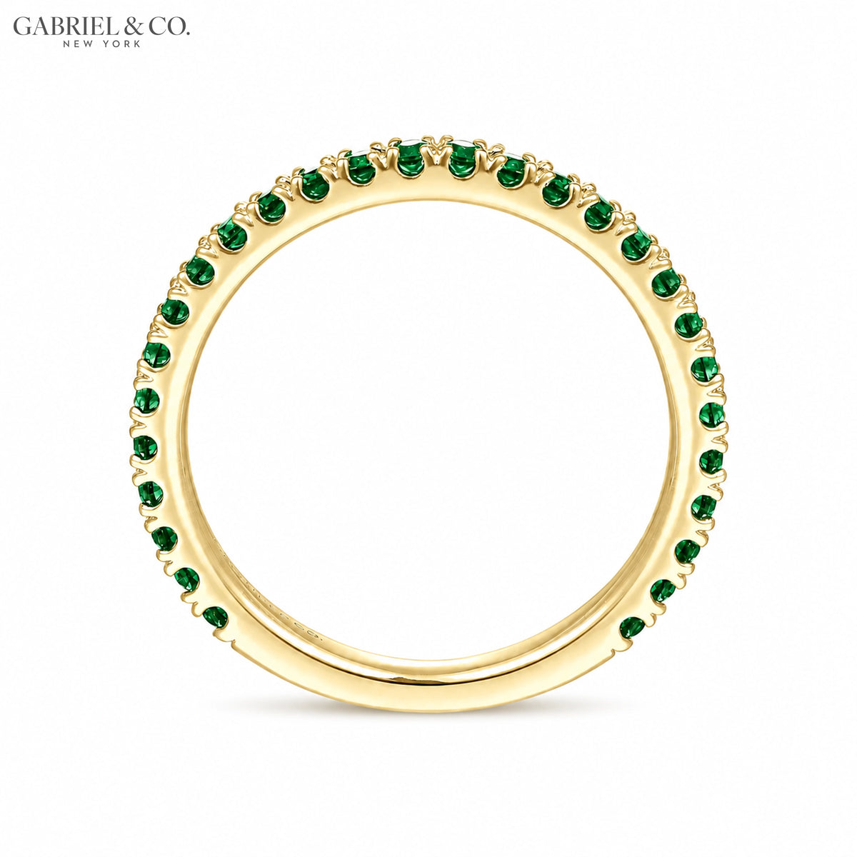 Genuine Emerald French U-Pavé Stackable Ring
