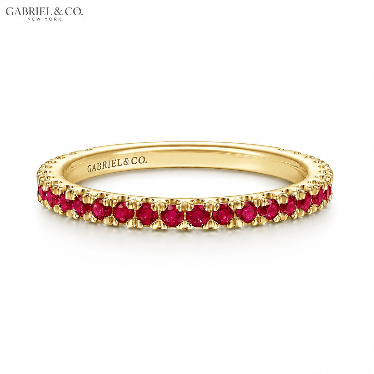 Genuine Ruby French U-Pavé Stackable Ring
