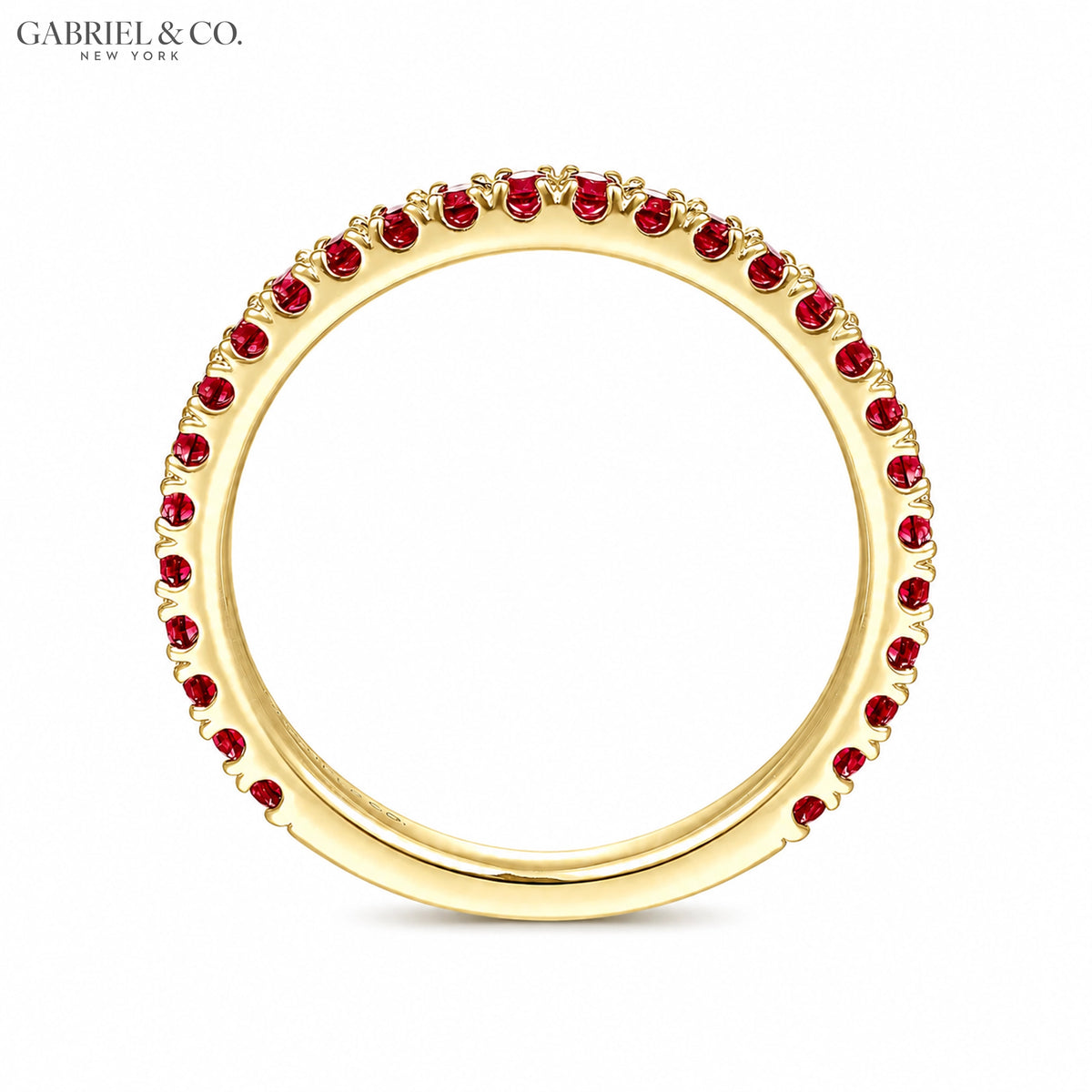 Genuine Ruby French U-Pavé Stackable Ring